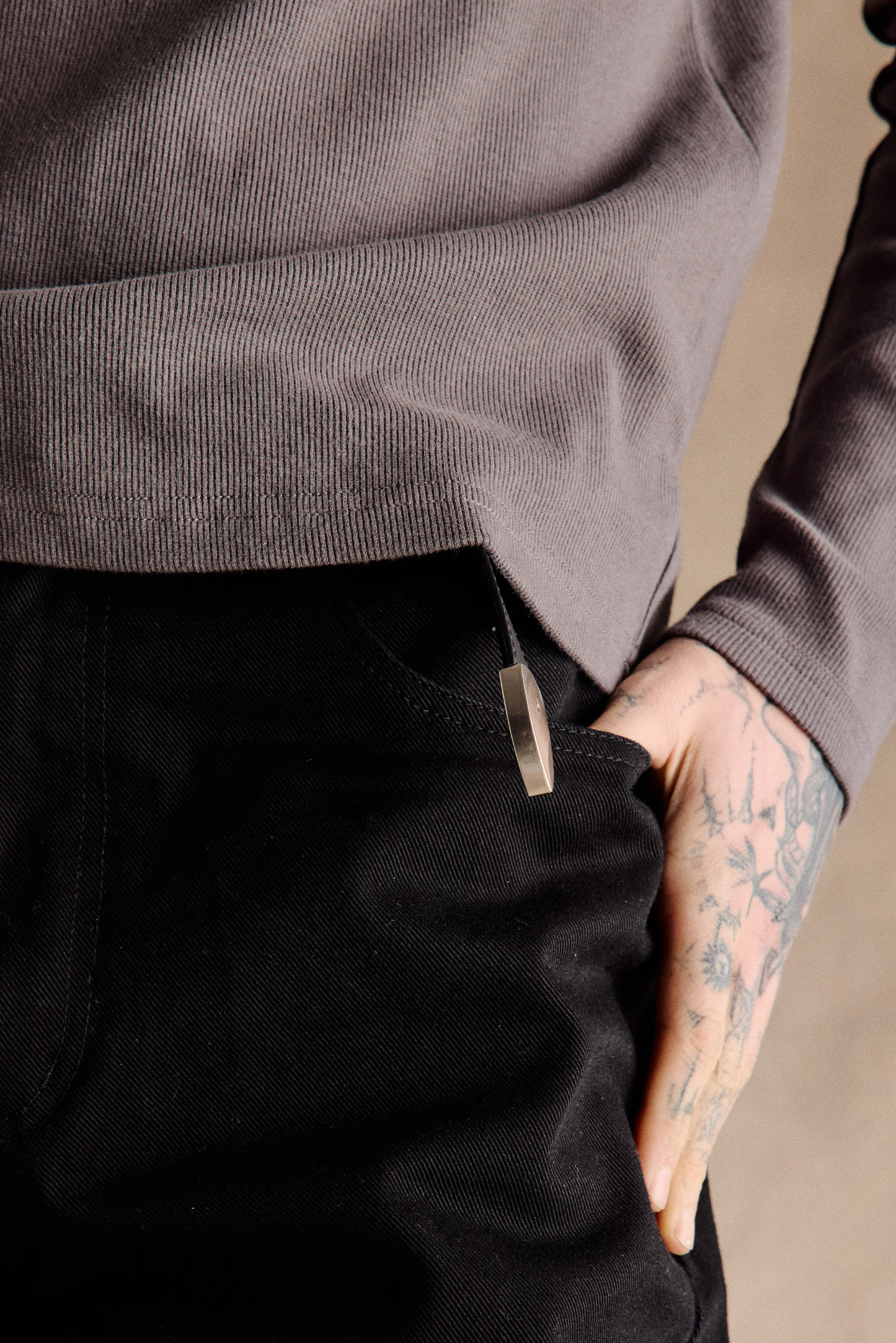 Ribbed Henley Shirt | Smoke - Image 6