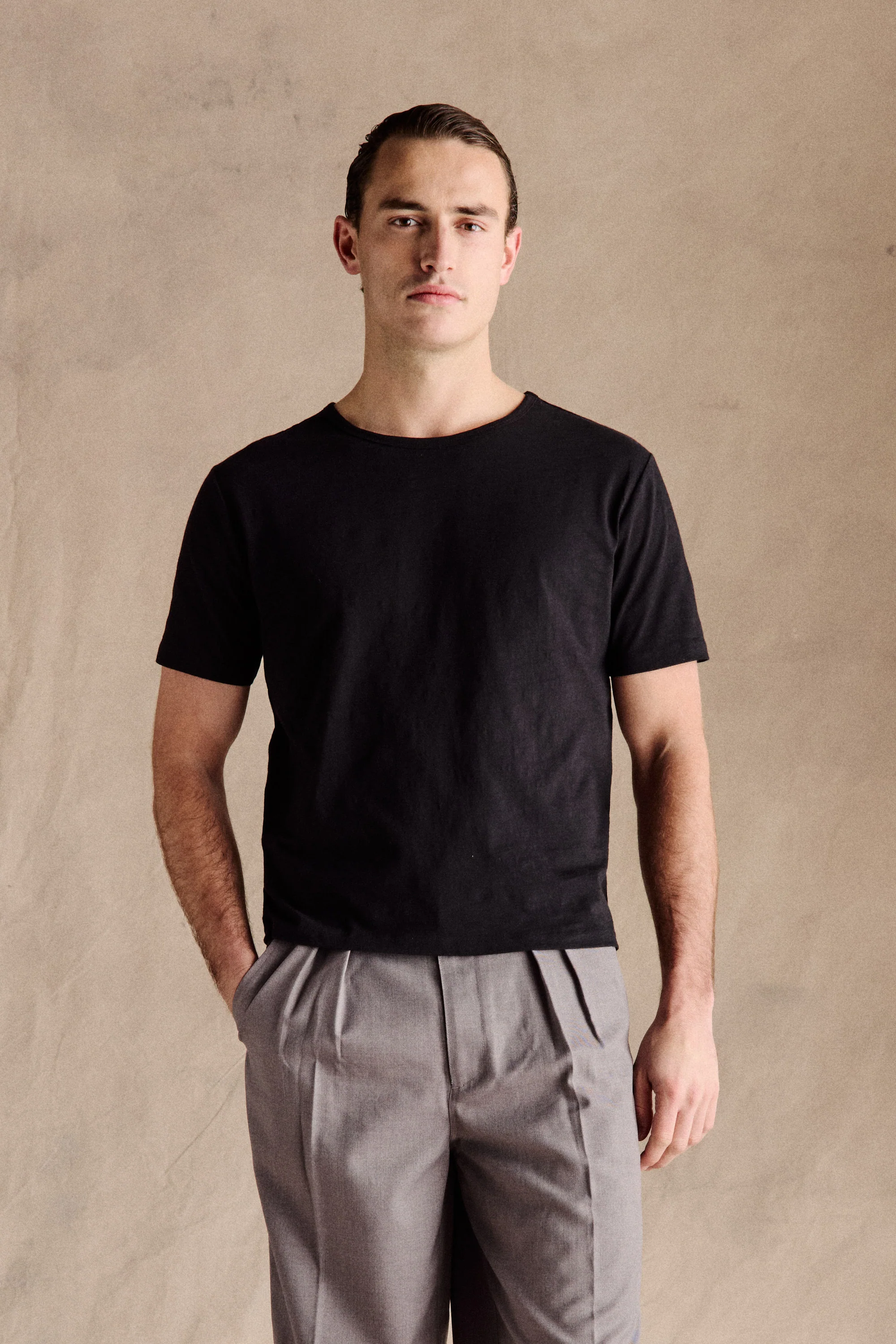 Steve Slub Cotton Tee | Black