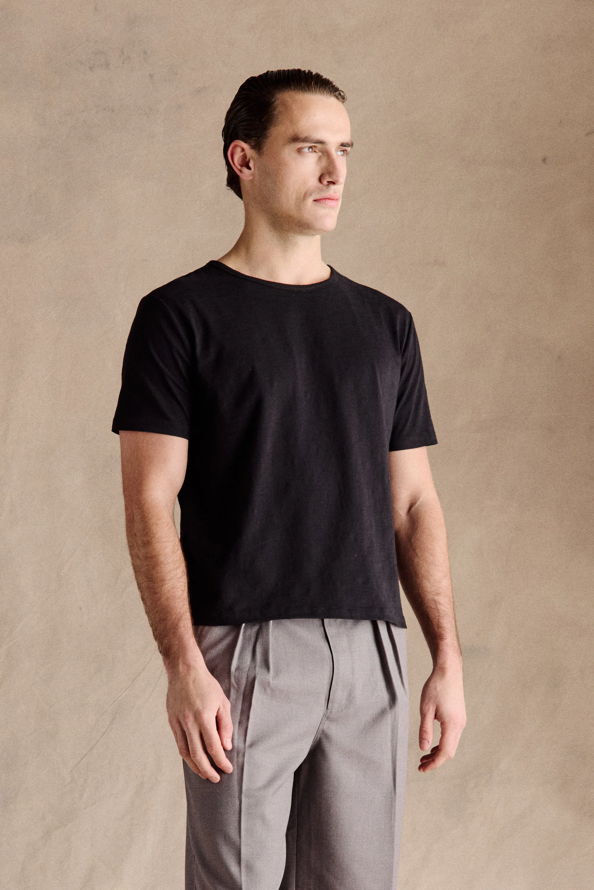 Steve Slub Cotton Tee | Black - Image 2