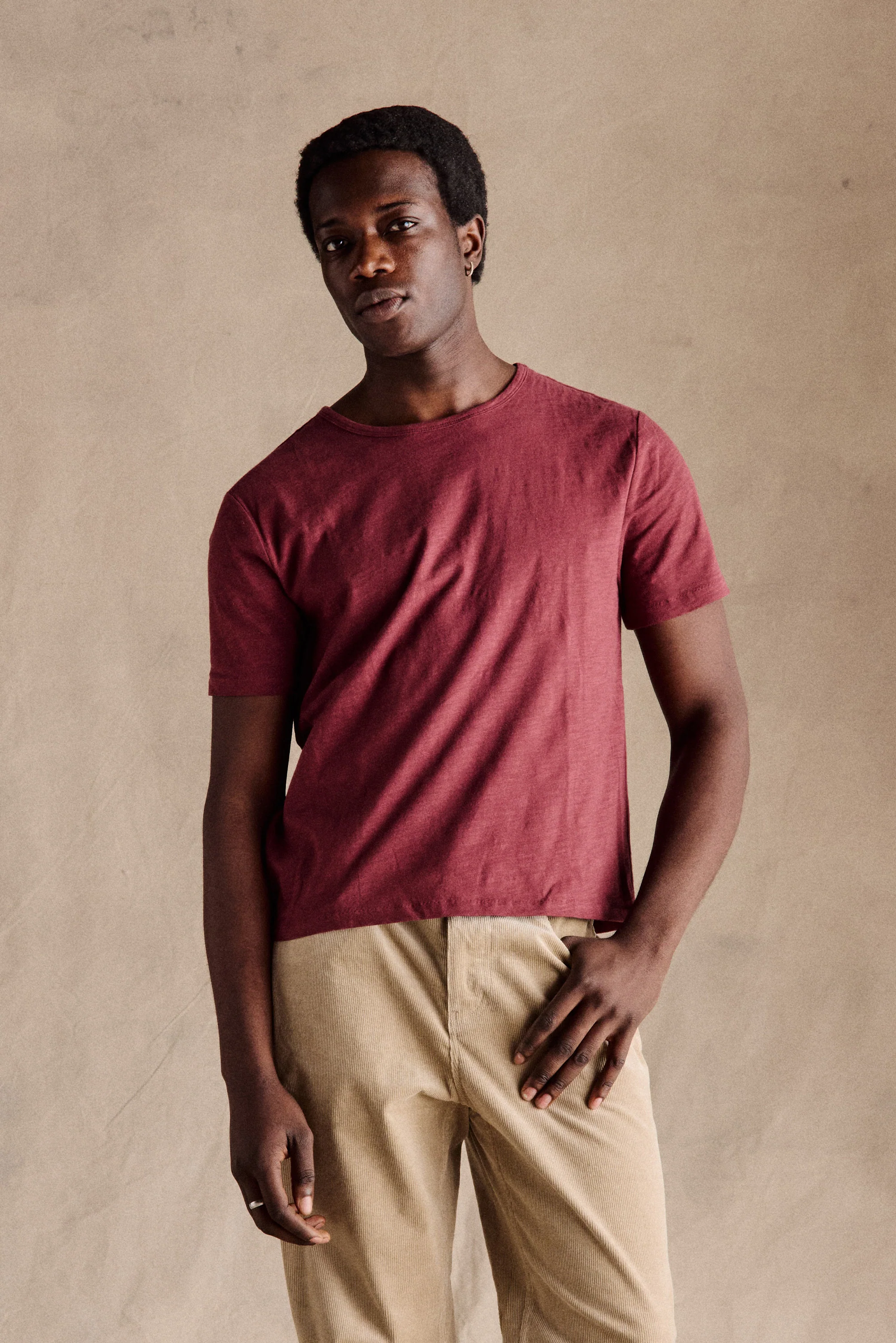 Steve Slub Cotton Tee | Burgundy