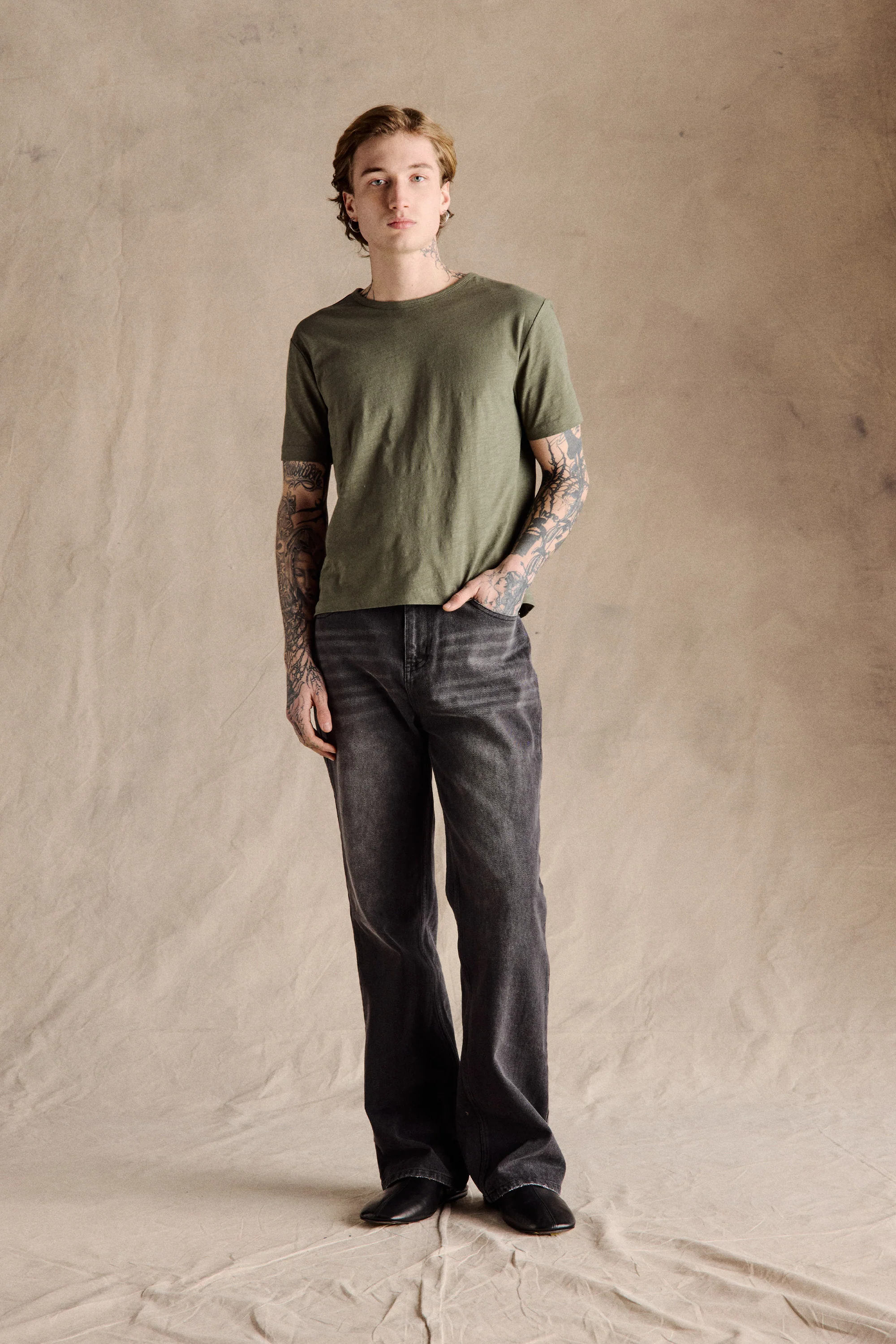 Steve Slub Cotton Tee | Green - Image 4