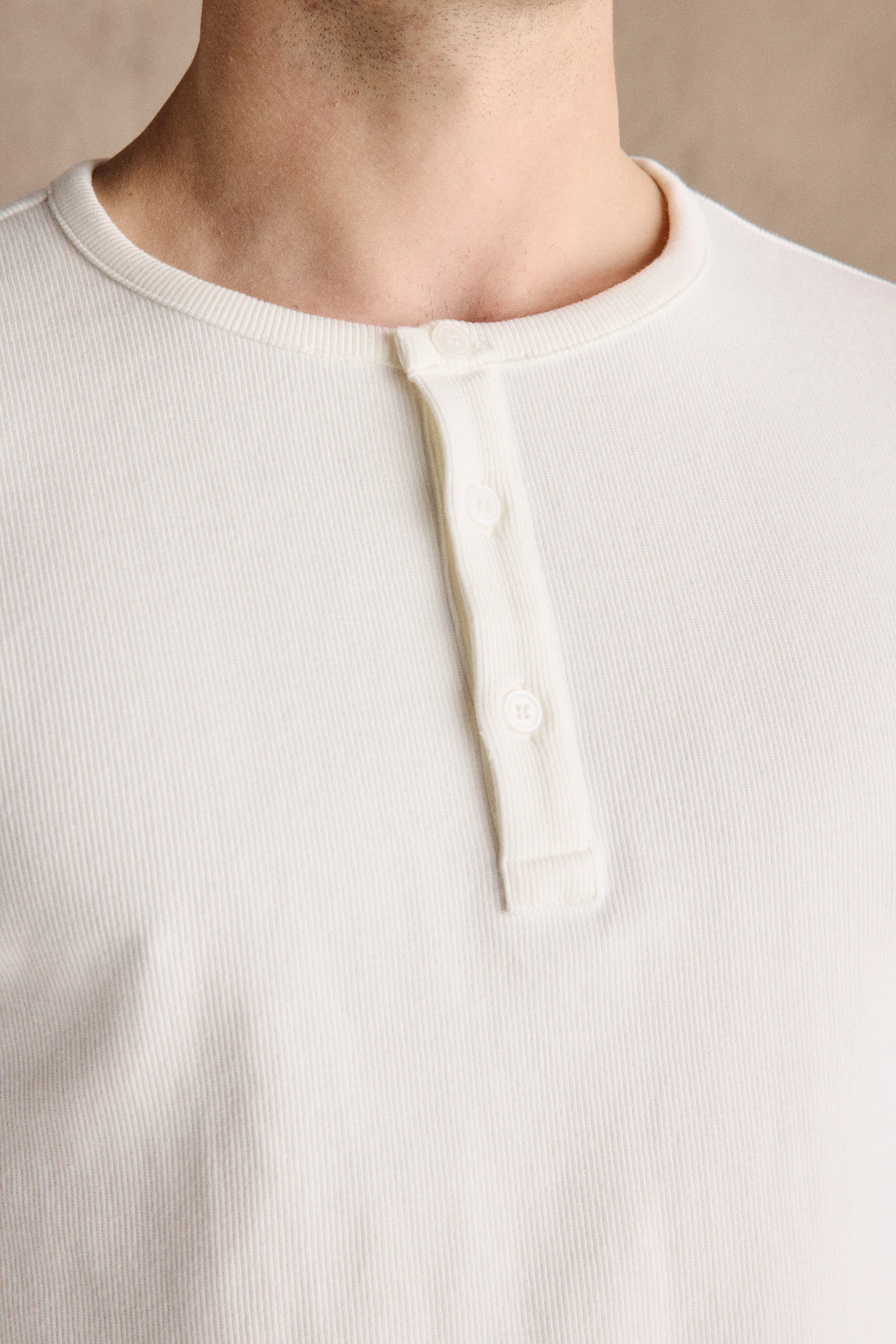 Ribbed Henley Shirt | White - Image 5