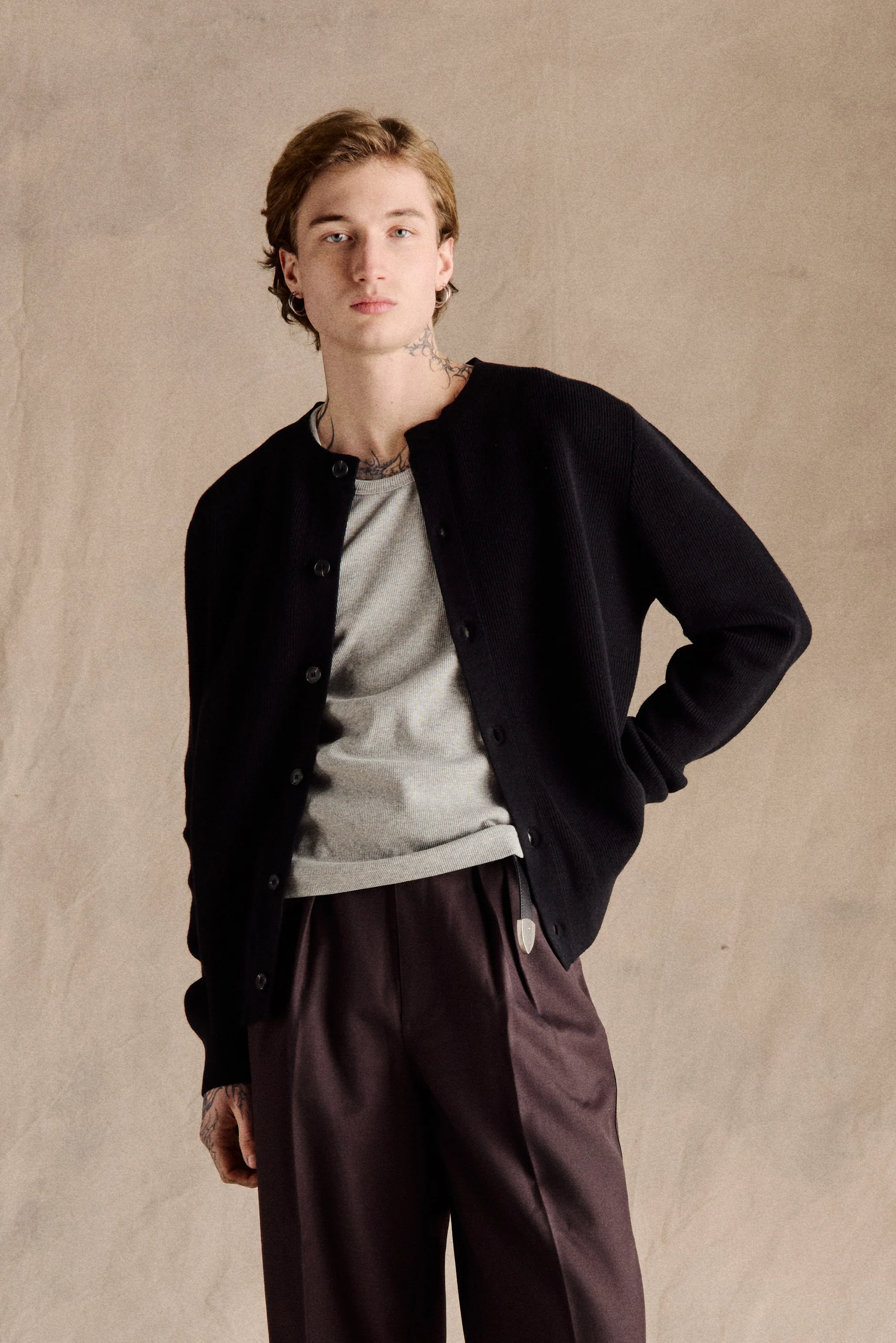 Hudson Crew Neck Cardigan | Black