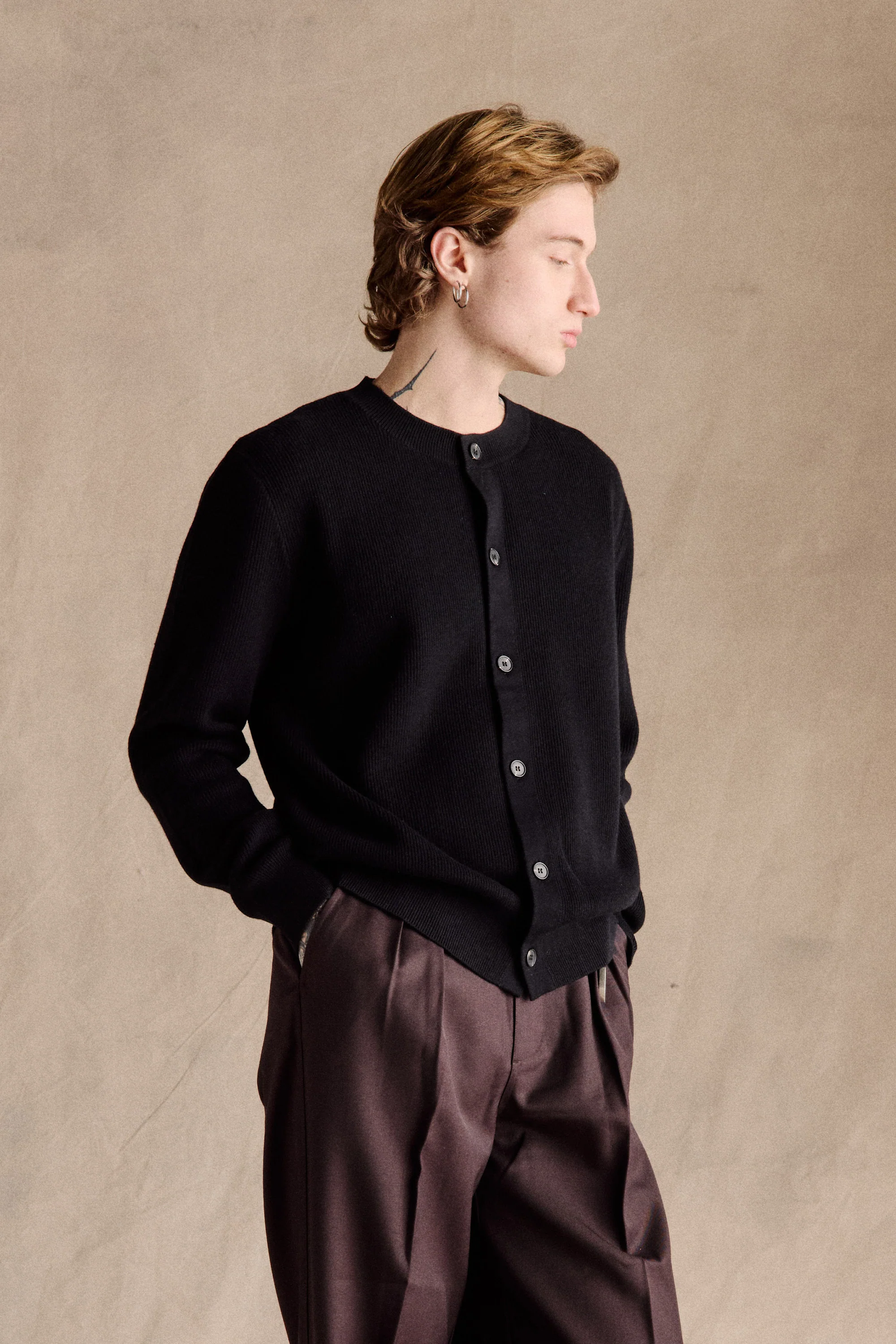 Hudson Crew Neck Cardigan | Black - Image 2